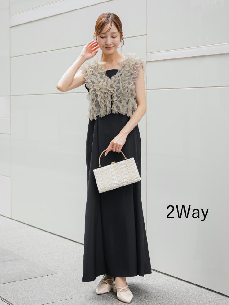 フリルベスト×シアートップスドレス(ブラックベージュ)CL1-463BL-M 12