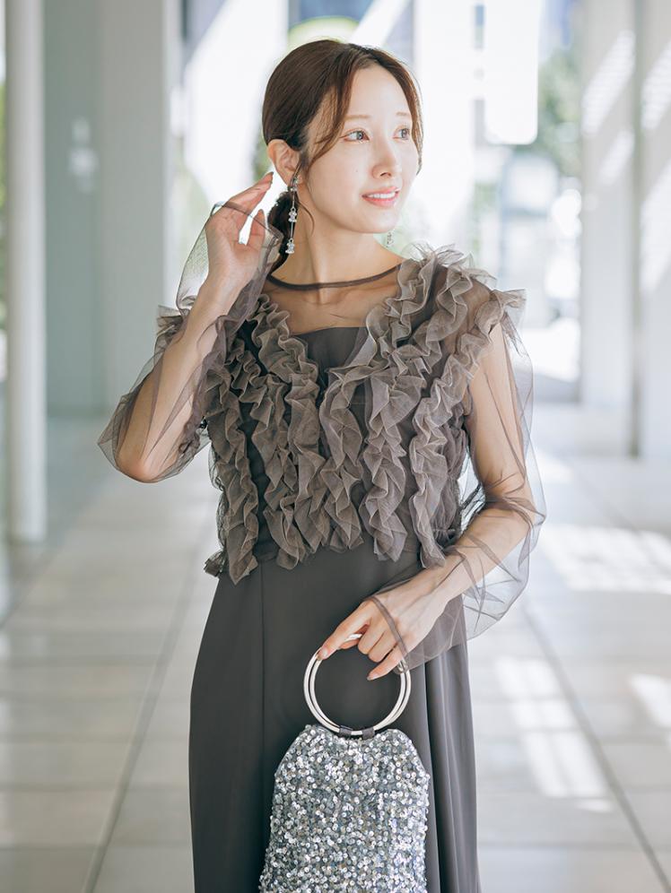フリルベスト×シアートップスドレス(チャコールグレー)CL1-463CHC-S 6