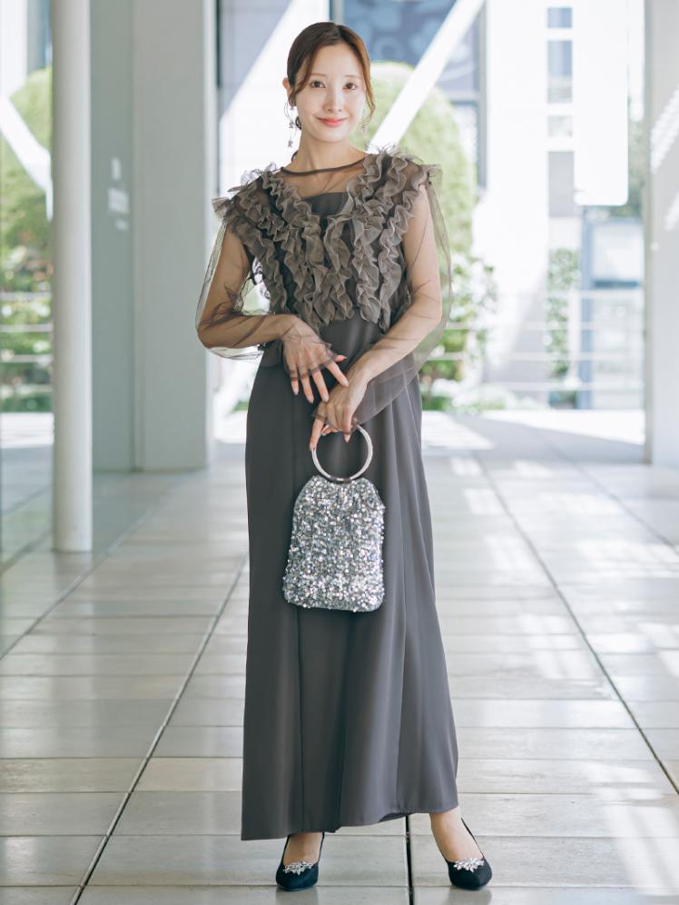 フリルベスト×シアートップスドレス(チャコールグレー)CL1-463CHC-S 4