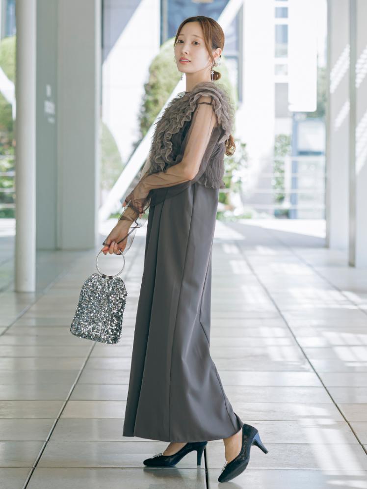 フリルベスト×シアートップスドレス(チャコールグレー)CL1-463CHC-S 8