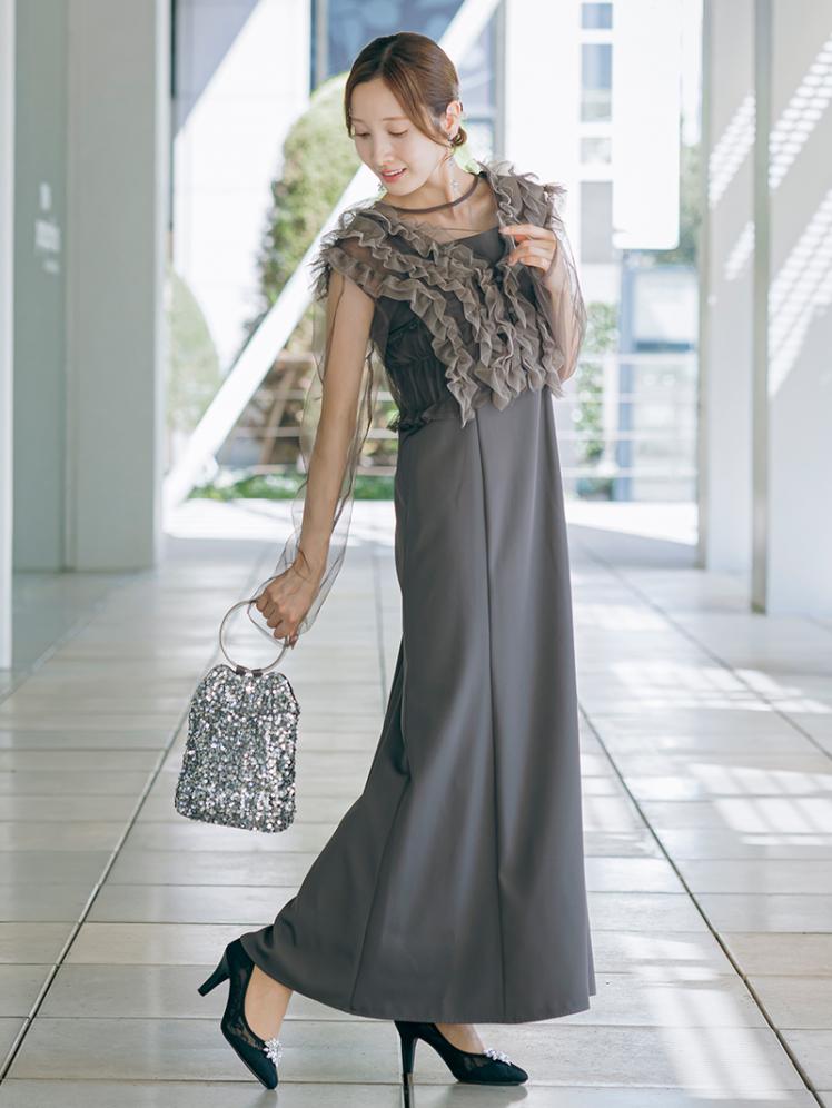 フリルベスト×シアートップスドレス(チャコールグレー)CL1-463CHC-L 10