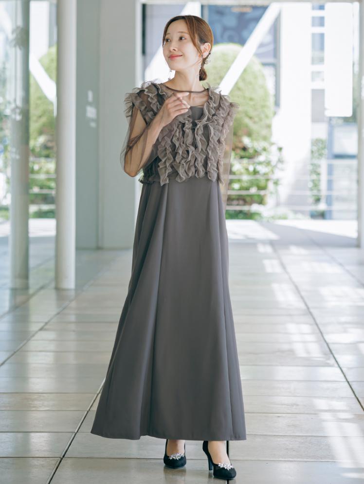 フリルベスト×シアートップスドレス(チャコールグレー)CL1-463CHC-M 5