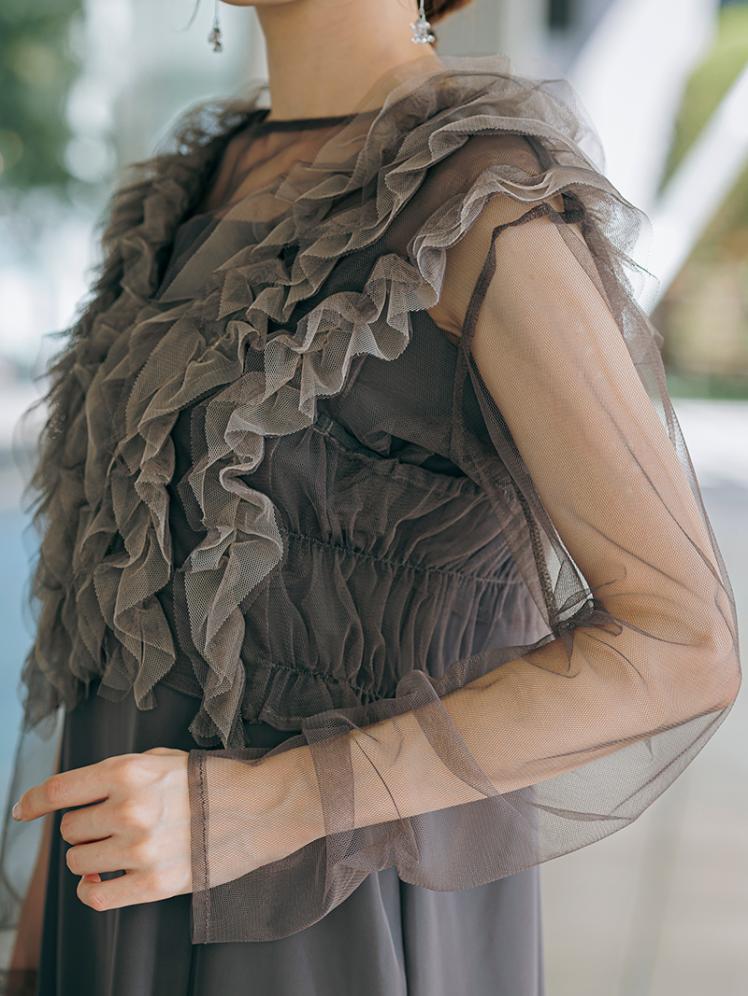 フリルベスト×シアートップスドレス(チャコールグレー)CL1-463CHC-M 12