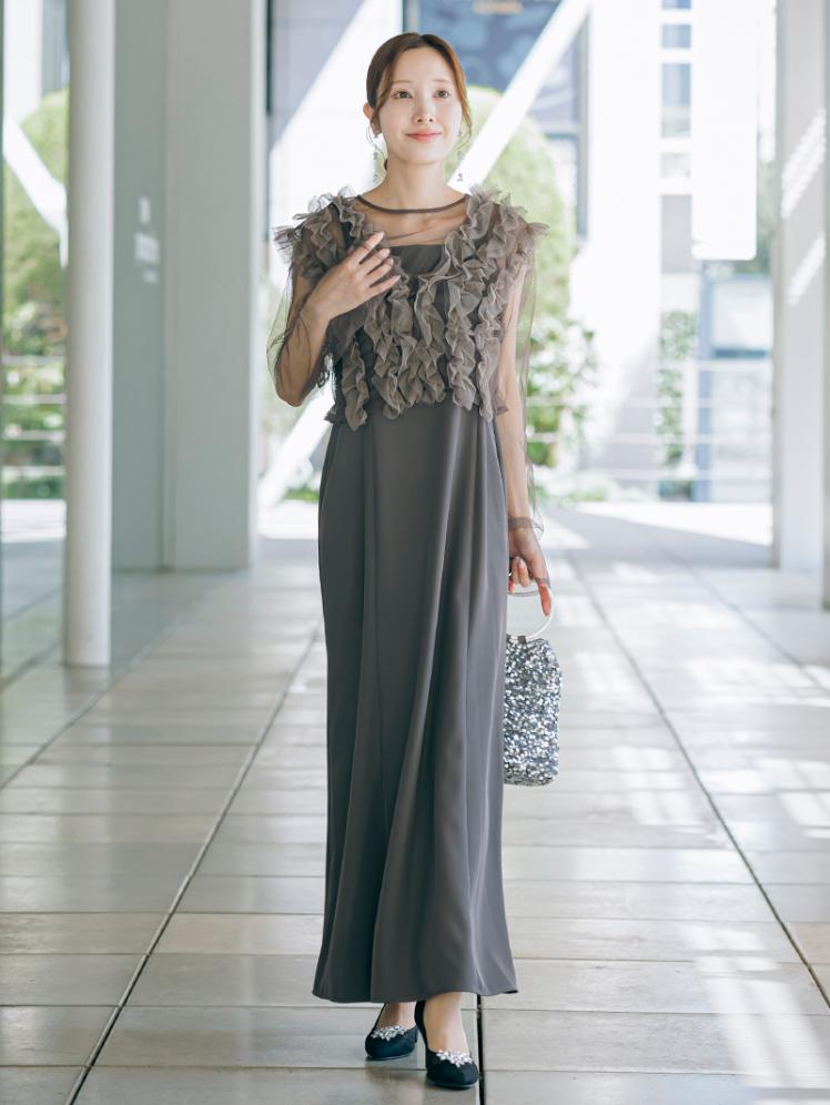 フリルベスト×シアートップスドレス(チャコールグレー)CL1-463CHC-M 3