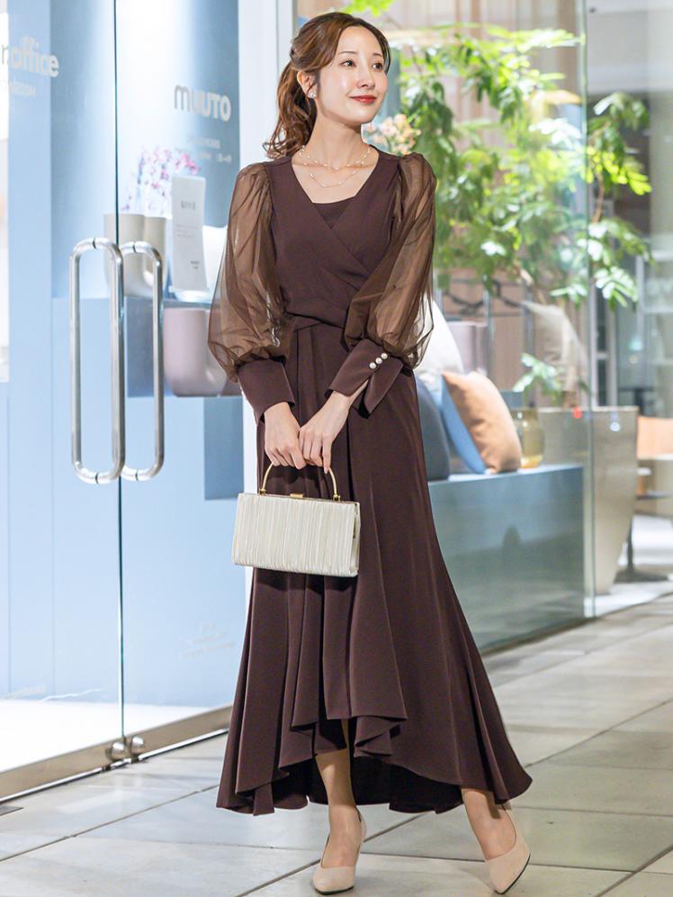 クロスデザインフィッシュテールドレス(ブラウン)CL1-465BR-L 1