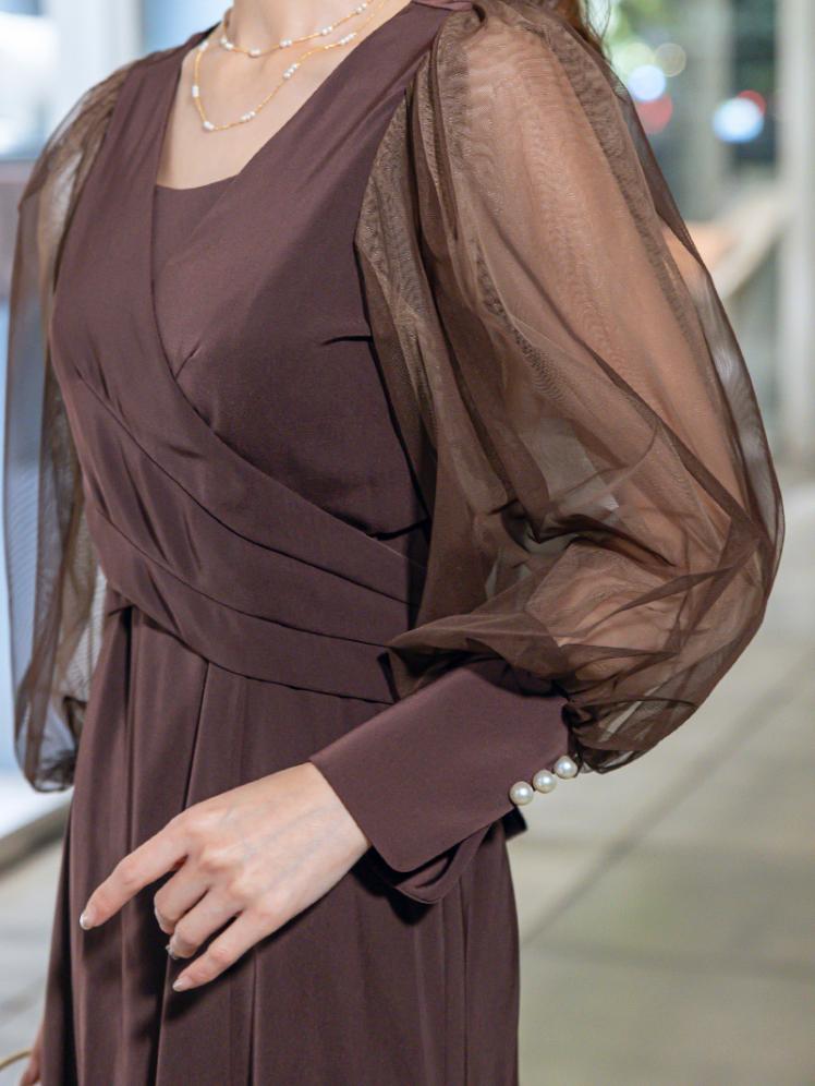 クロスデザインフィッシュテールドレス(ブラウン)CL1-465BR-S 12