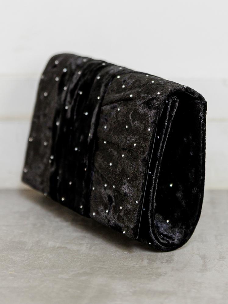 ラインストーン付きベロアバッグ(ブラック)BA058-BL 4