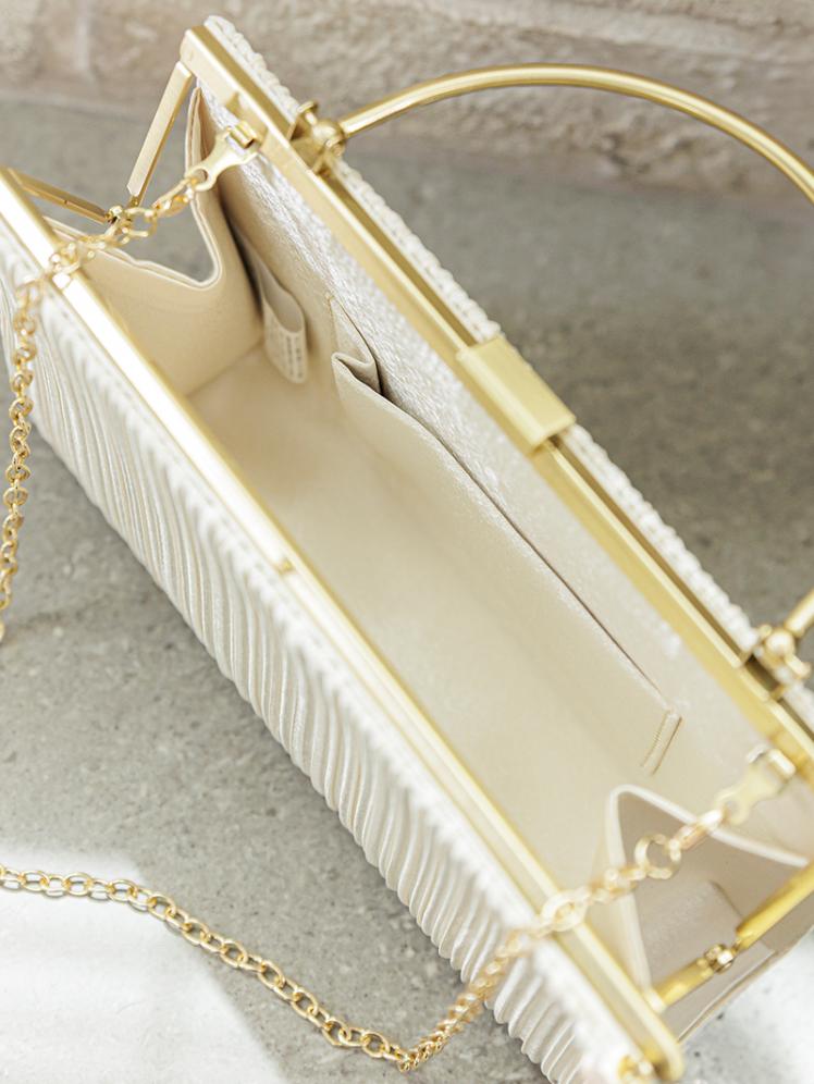 サテンプリーツハンドルバッグ(ベージュ)BA060-BE 5