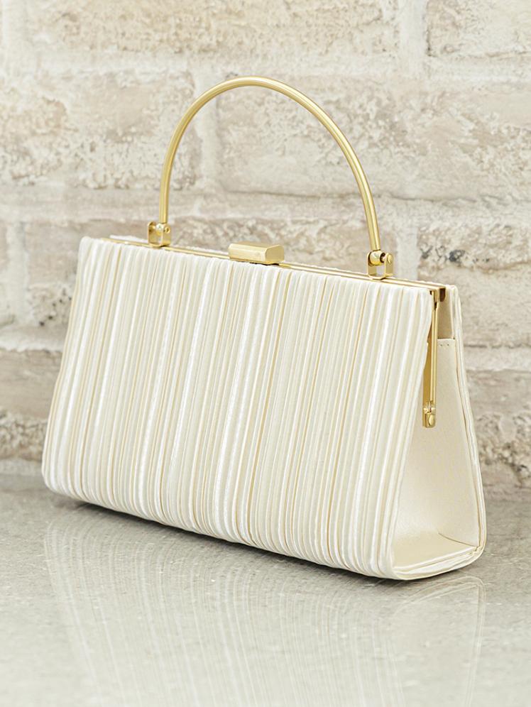 サテンプリーツハンドルバッグ(ベージュ)BA060-BE 4