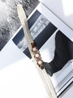 パールフラワーモチーフベルト(ベージュ)BE009-BE