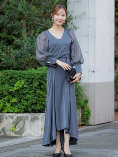 クロスデザインフィッシュテールドレス(ネイビー)CL1-465NA-M